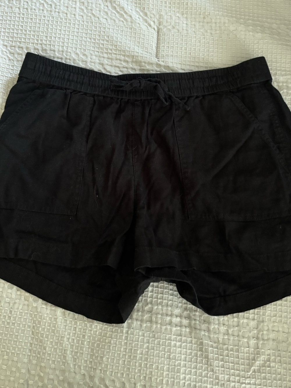 J. Crew Factory Black Women's Elastic-Waist linen shorts